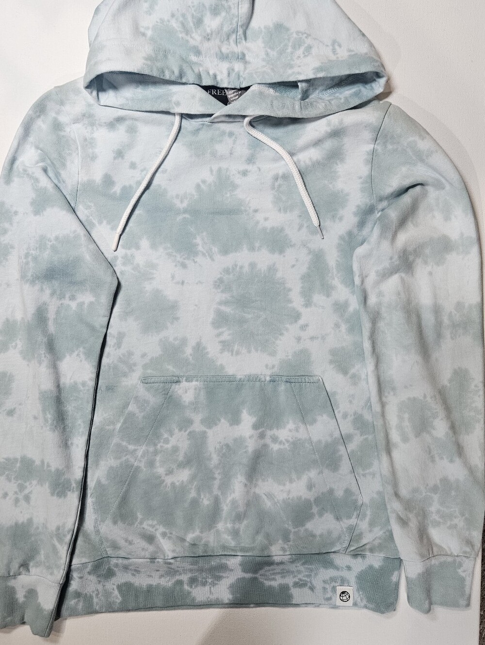 NWT‎ Free Planet Tie Dye Hoodie Mens XS Green White Retro Streetwear Sweatshirt
